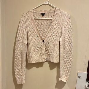 Talbots Cream Speckled Cardigan Sweater